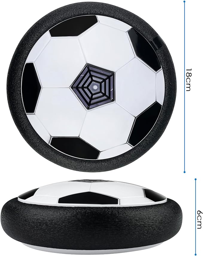 Airplay Voetballen met de maten erbij van de  doorsnee achttien centimeter en de hoogte zes centimeter.
