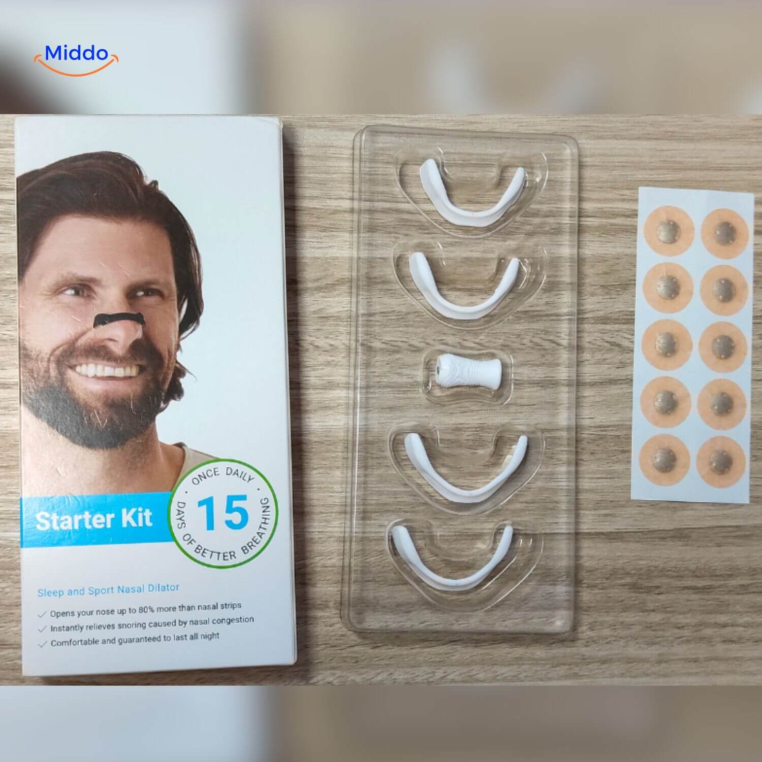 BreatheEase Kit nasal dilator met slaapstrips www.middo.nl