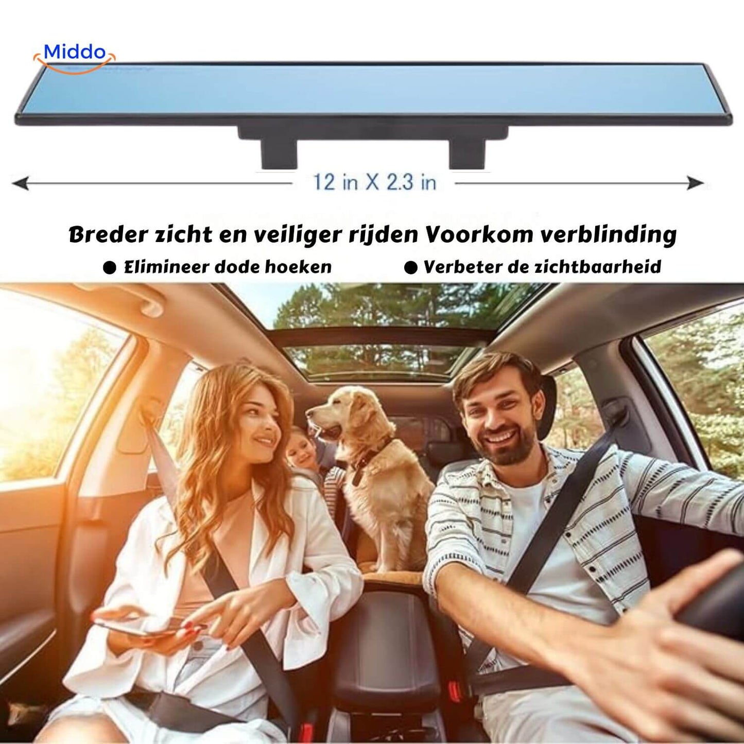 ClearView Spiegel beschermt tegen verblinding voor veilig rijden www.middo.nl