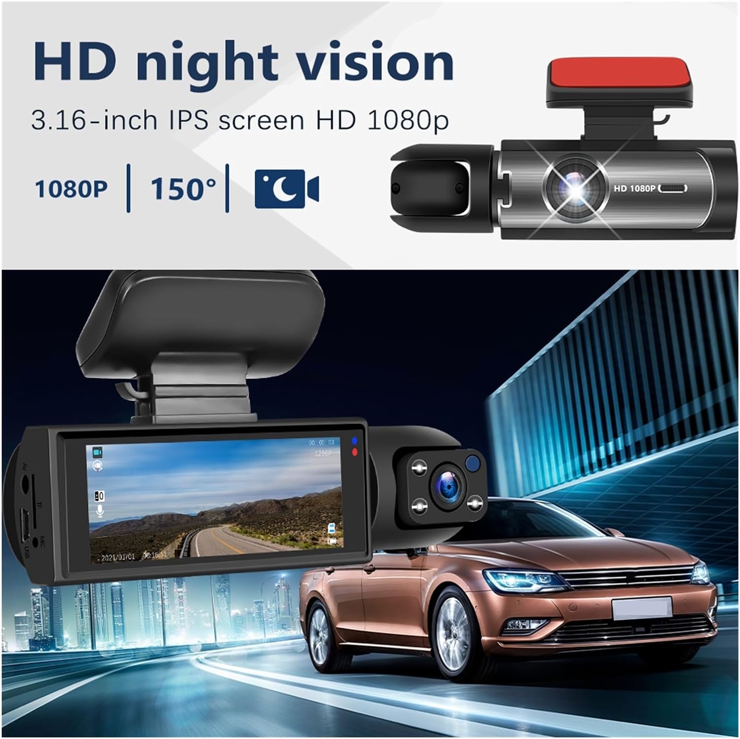 Dashcam Pro nachtzicht voorbeeld