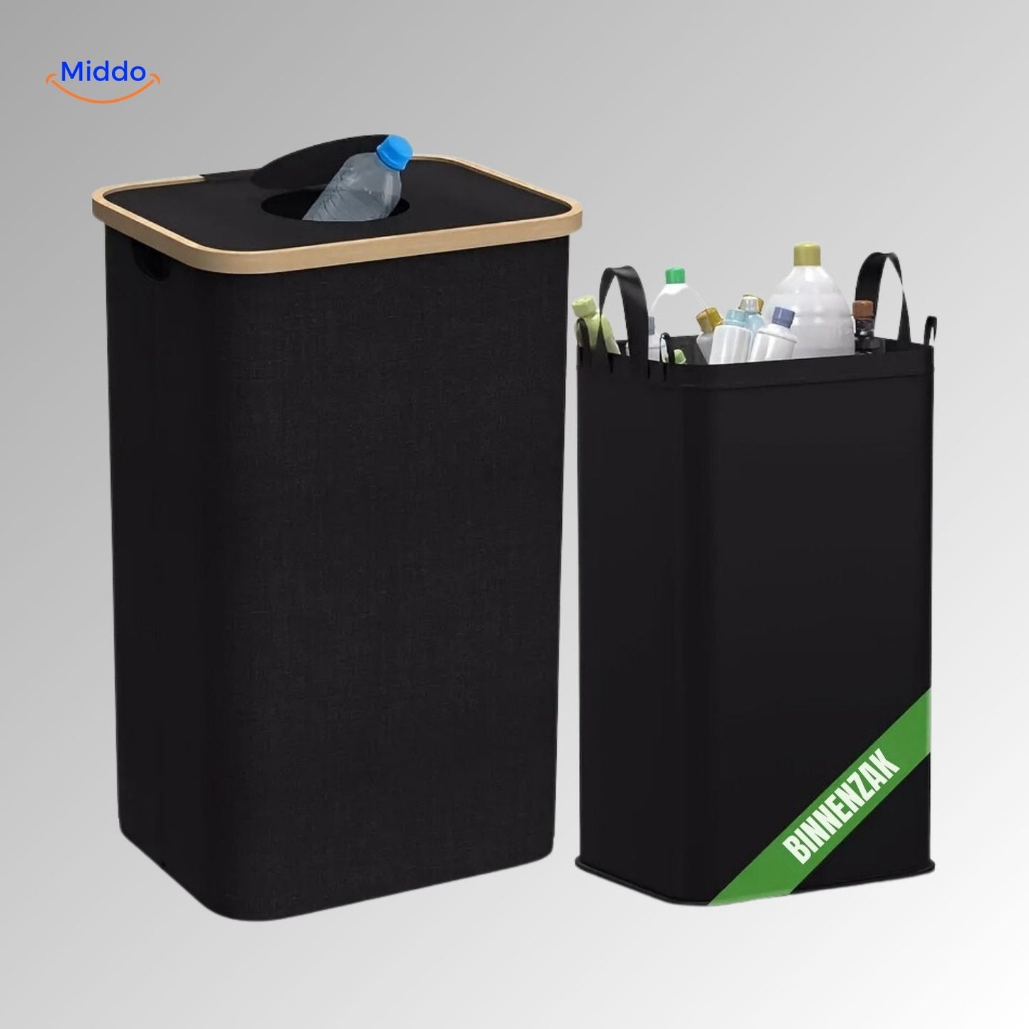 EcoBin Keukenorganizer met plastic inzet voor gemakkelijke recycling www.middo.nl