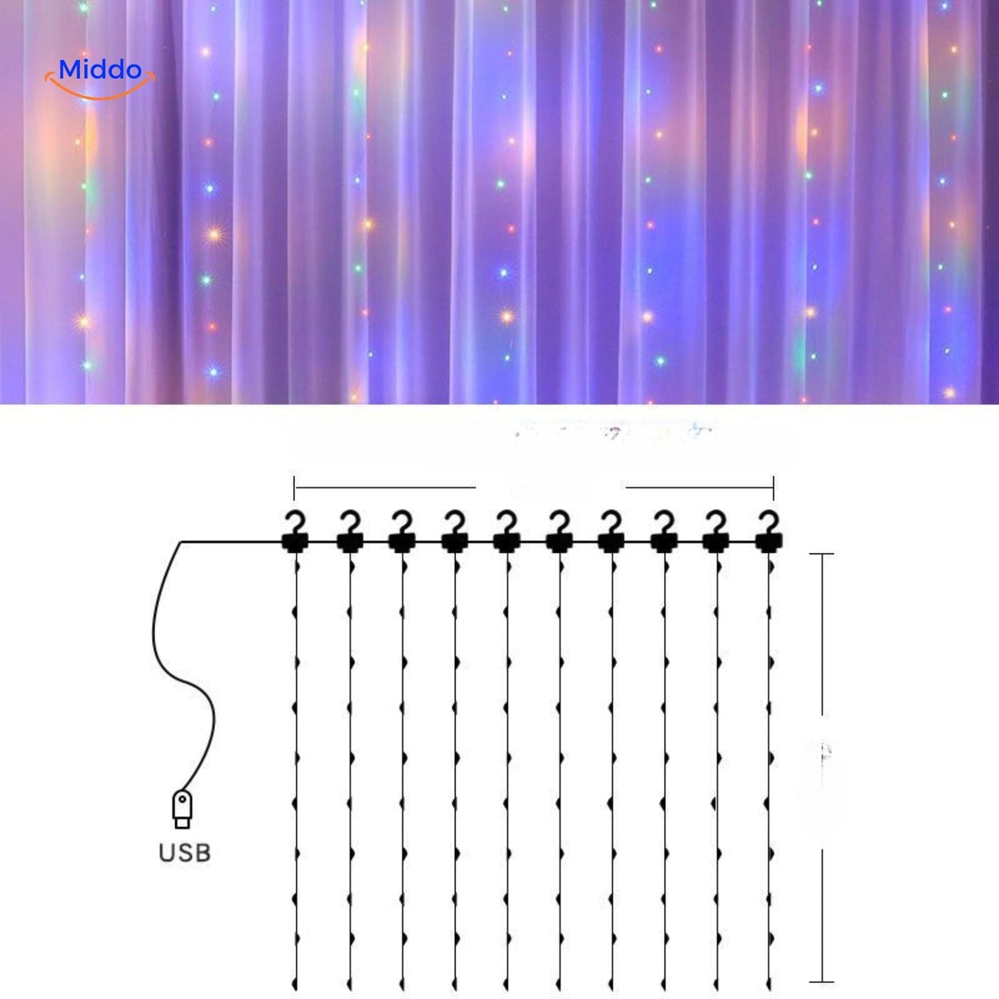 GlowStrand LED gordijn met sterren lichteffecten voor thuis www.middo.nl