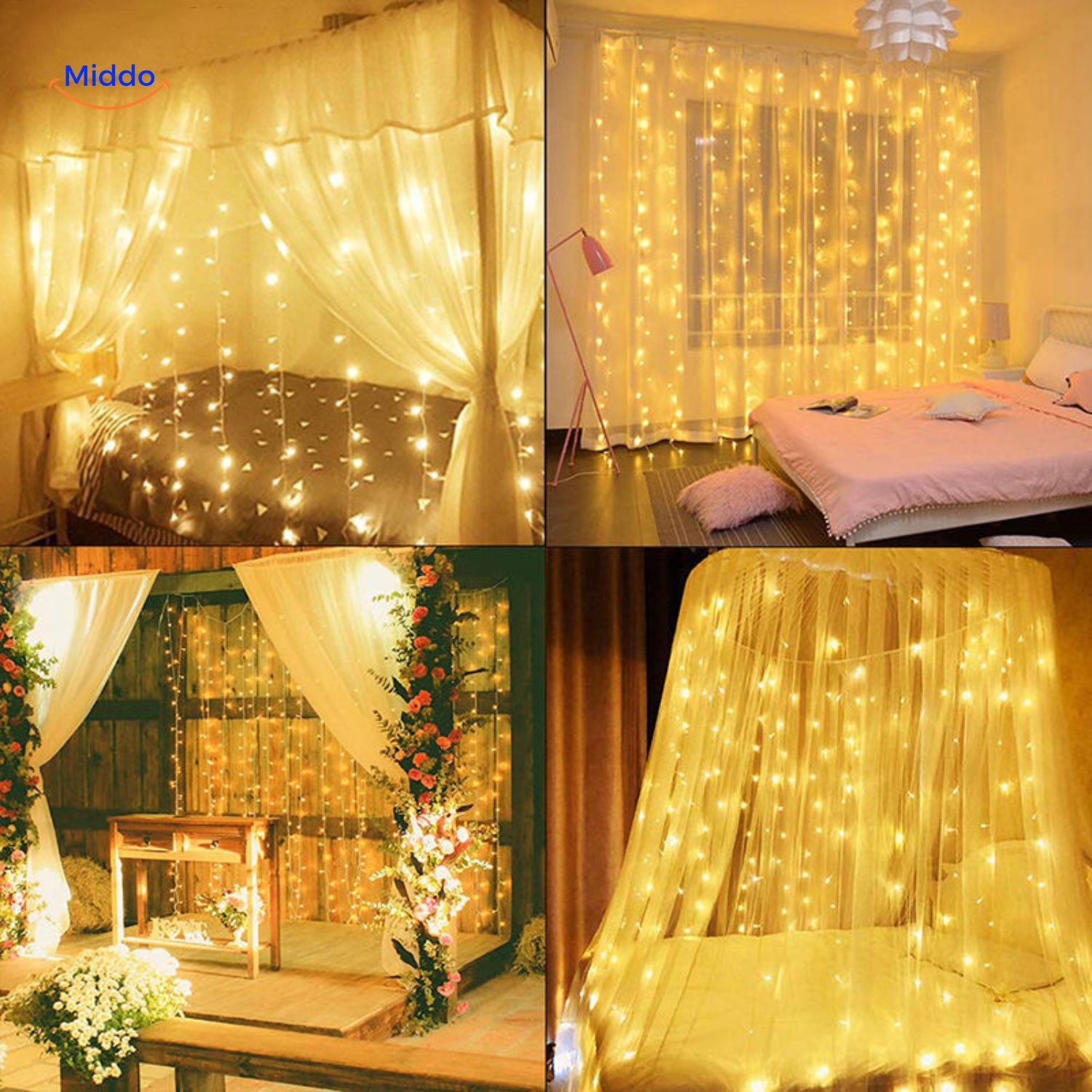 GlowStrand LED gordijn voor decoratie met different kamers www.middo.nl
