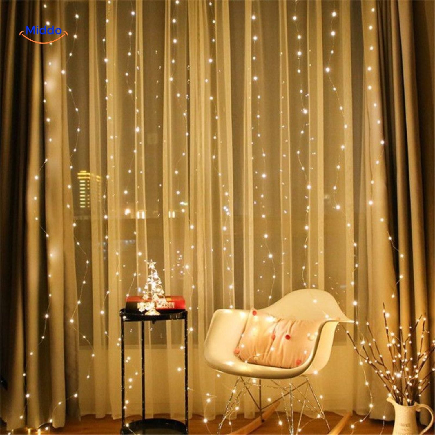 GlowStrand LED lichteffecten met degelijke gordijn combinatie www.middo.nl