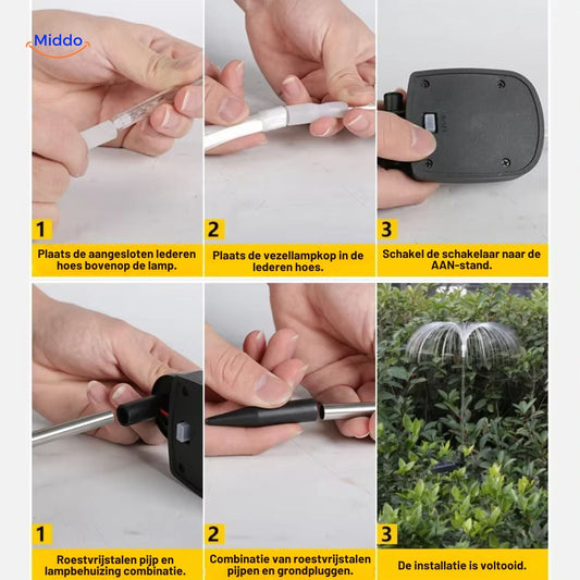 JellyGlow Solar fontijn installatie stappen handleiding www.middo.nl