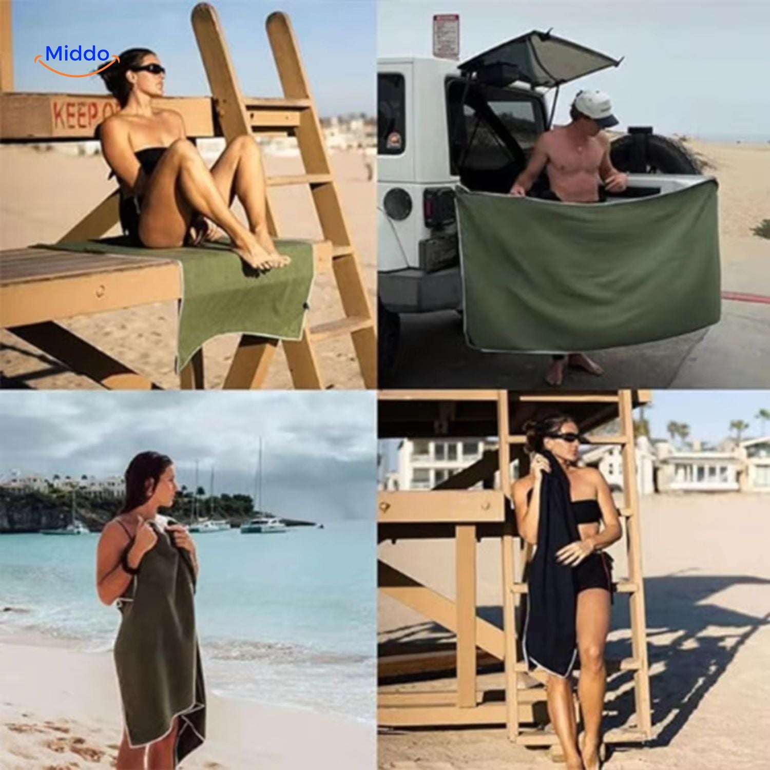 MagnaTowel Strand handdoek met magneten voor reizen www.middo.nl