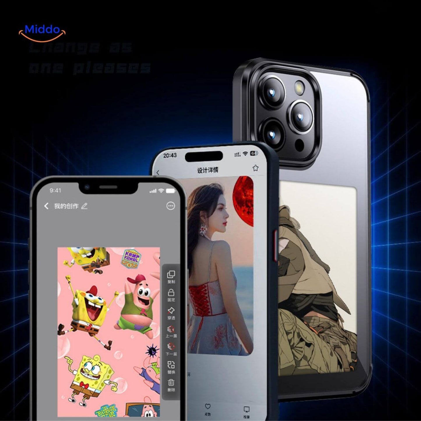 NFCScreen Case zwart met afbeelding van een vrouw met hond www.middo.nl
