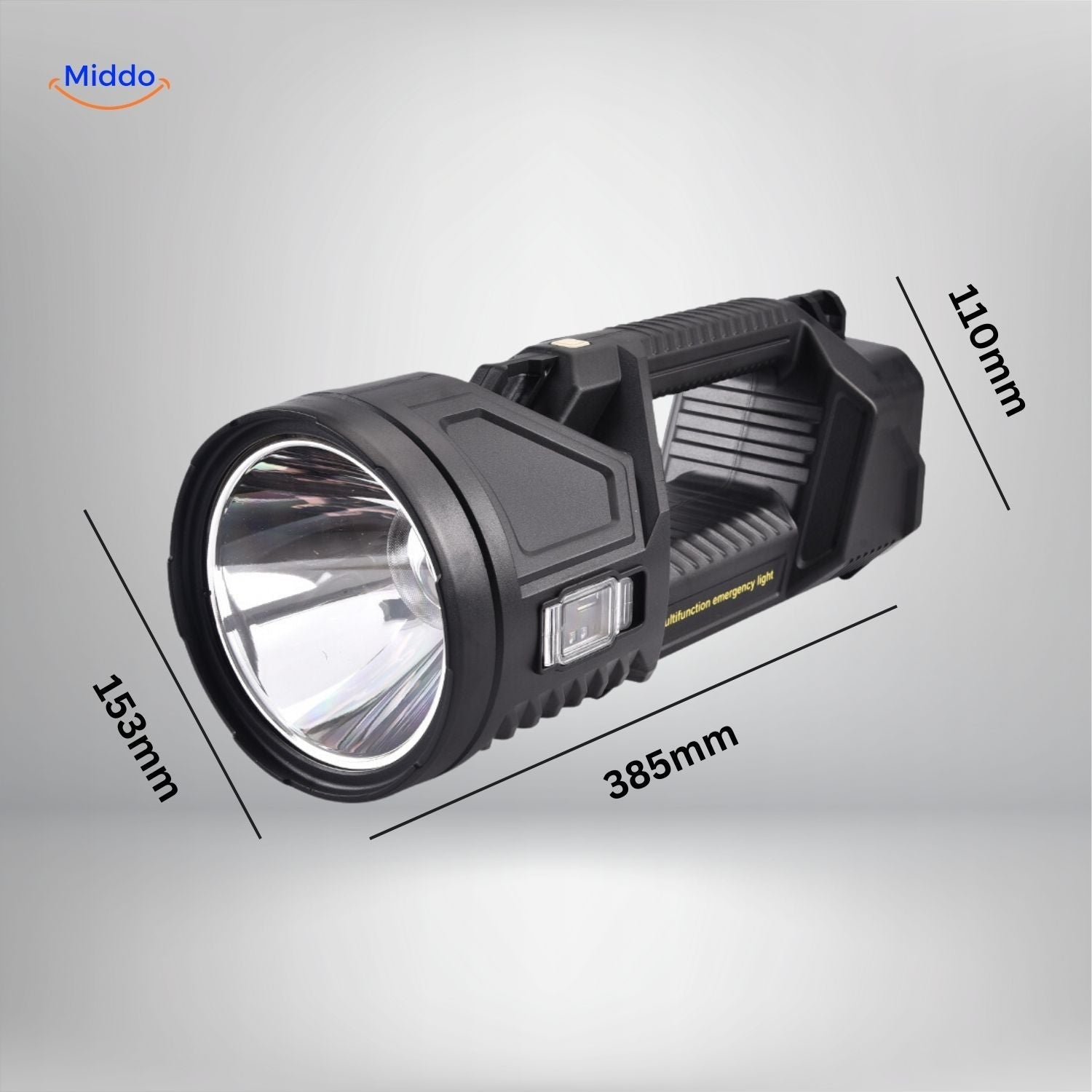 PowerBeam Zoeklicht afmetingen en ergonomisch ontwerp www.middo.nl