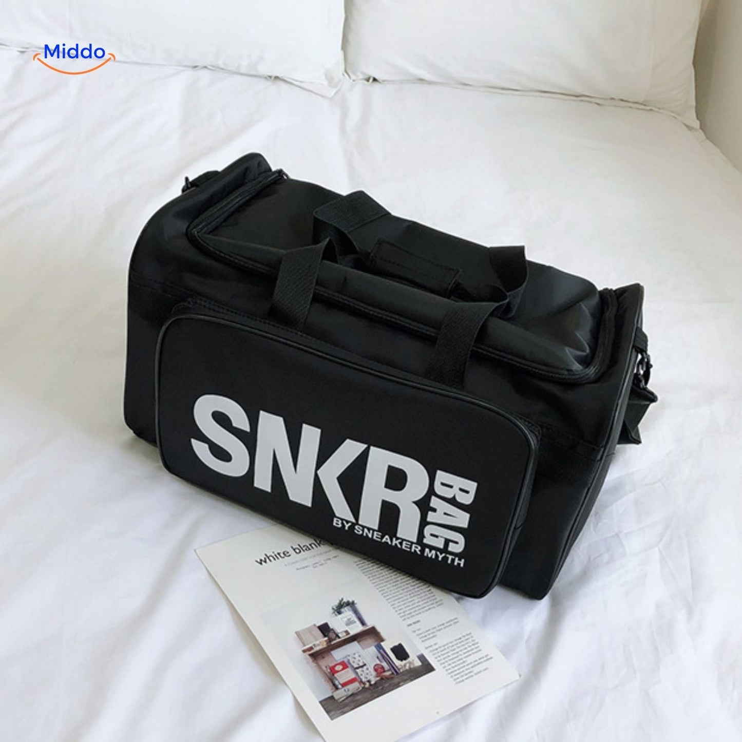 SNKRPro Tas met tekst in gedetailleerde weergave www.middo.nl