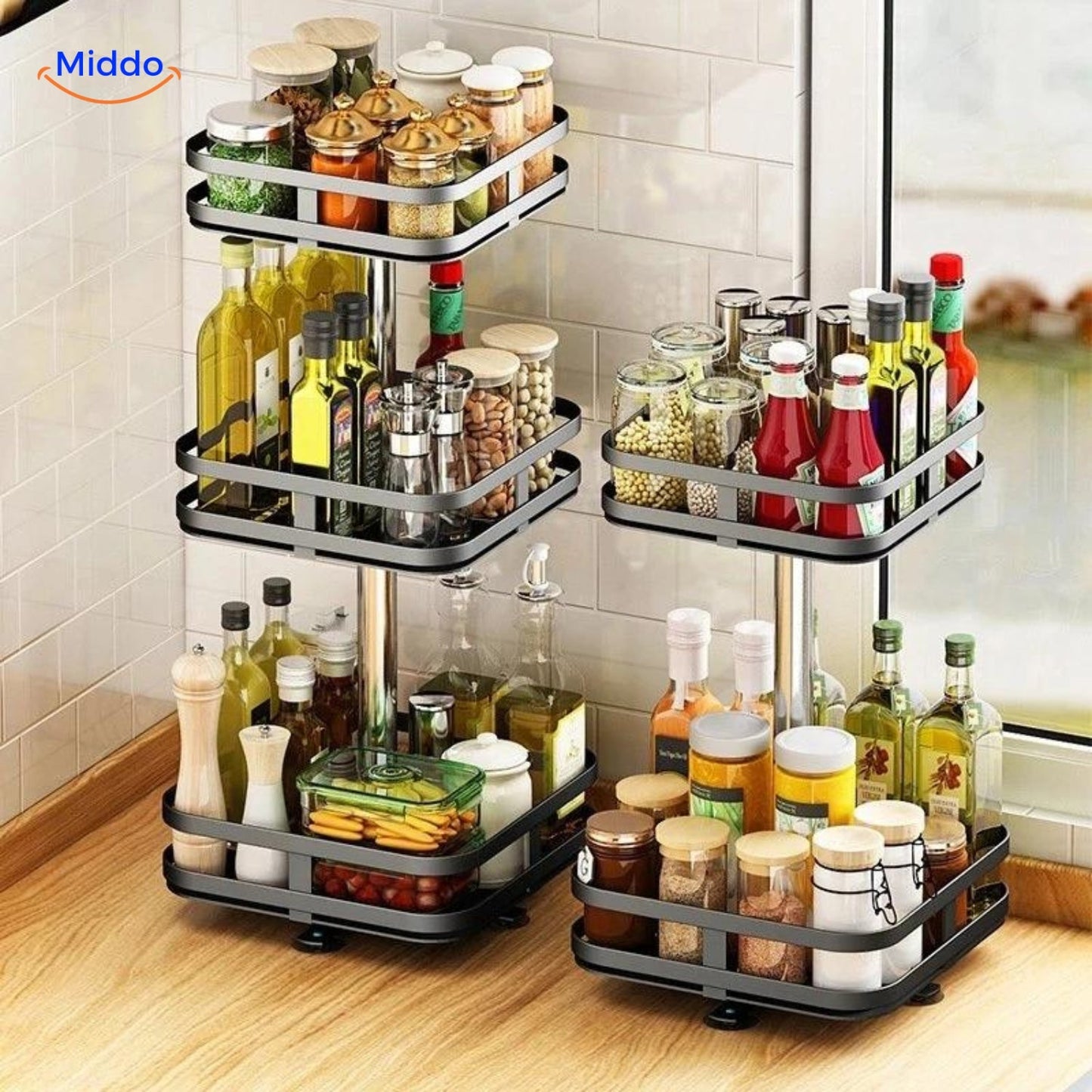 Spinstore vierkant 2 en 3 laags in de keuken.