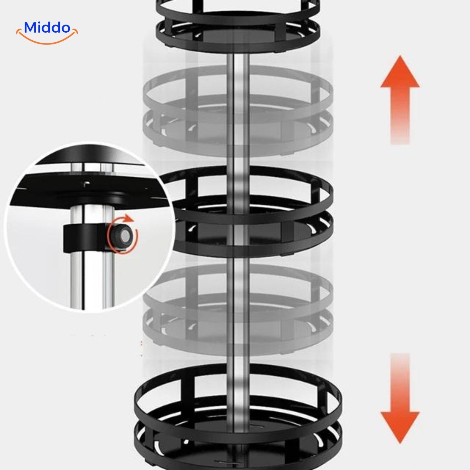 Verstelbare hoogtes SpinStore www.middo.nl