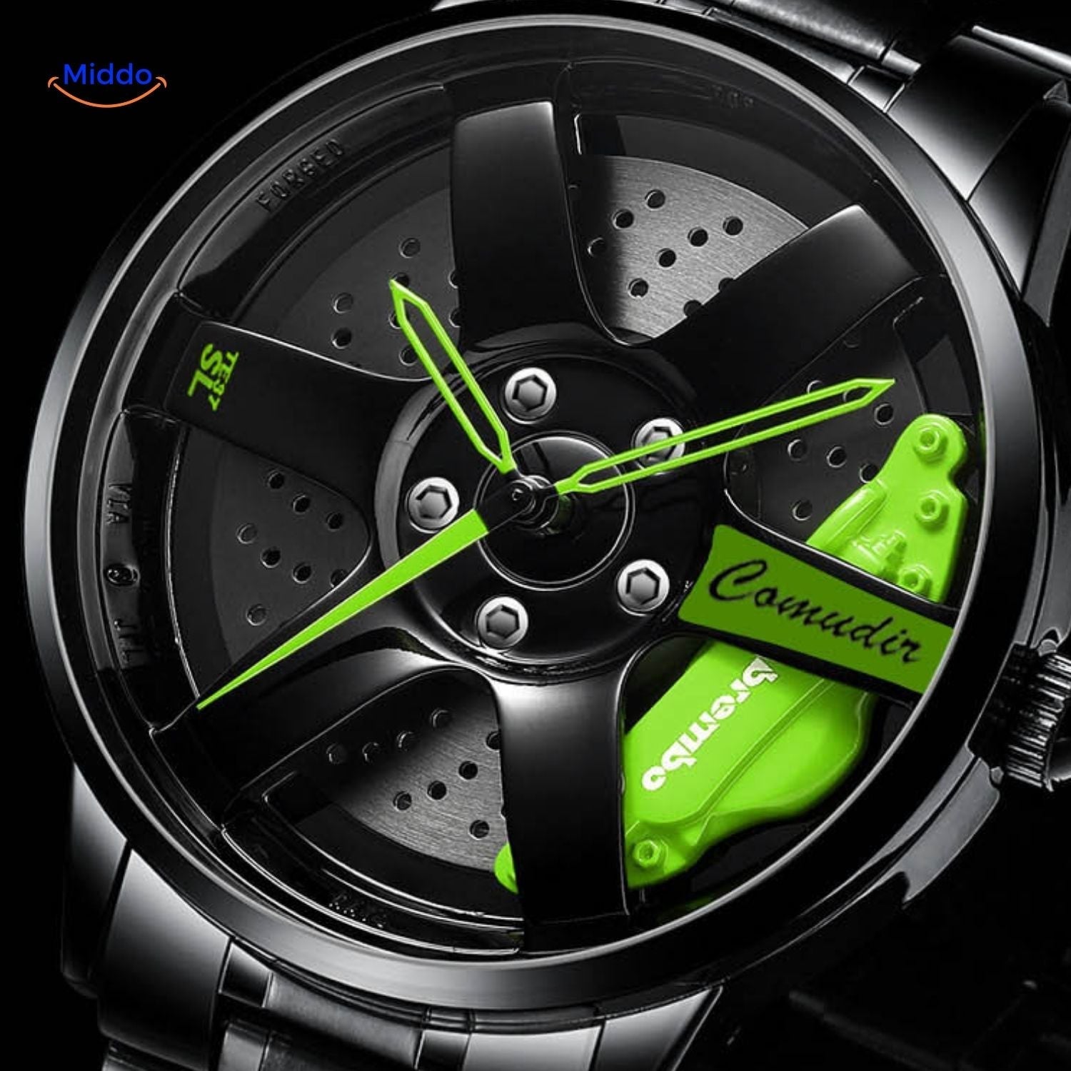 TurboGear Automatisch Horloge met groen detail en sportief uiterlijk www.middo.nl
