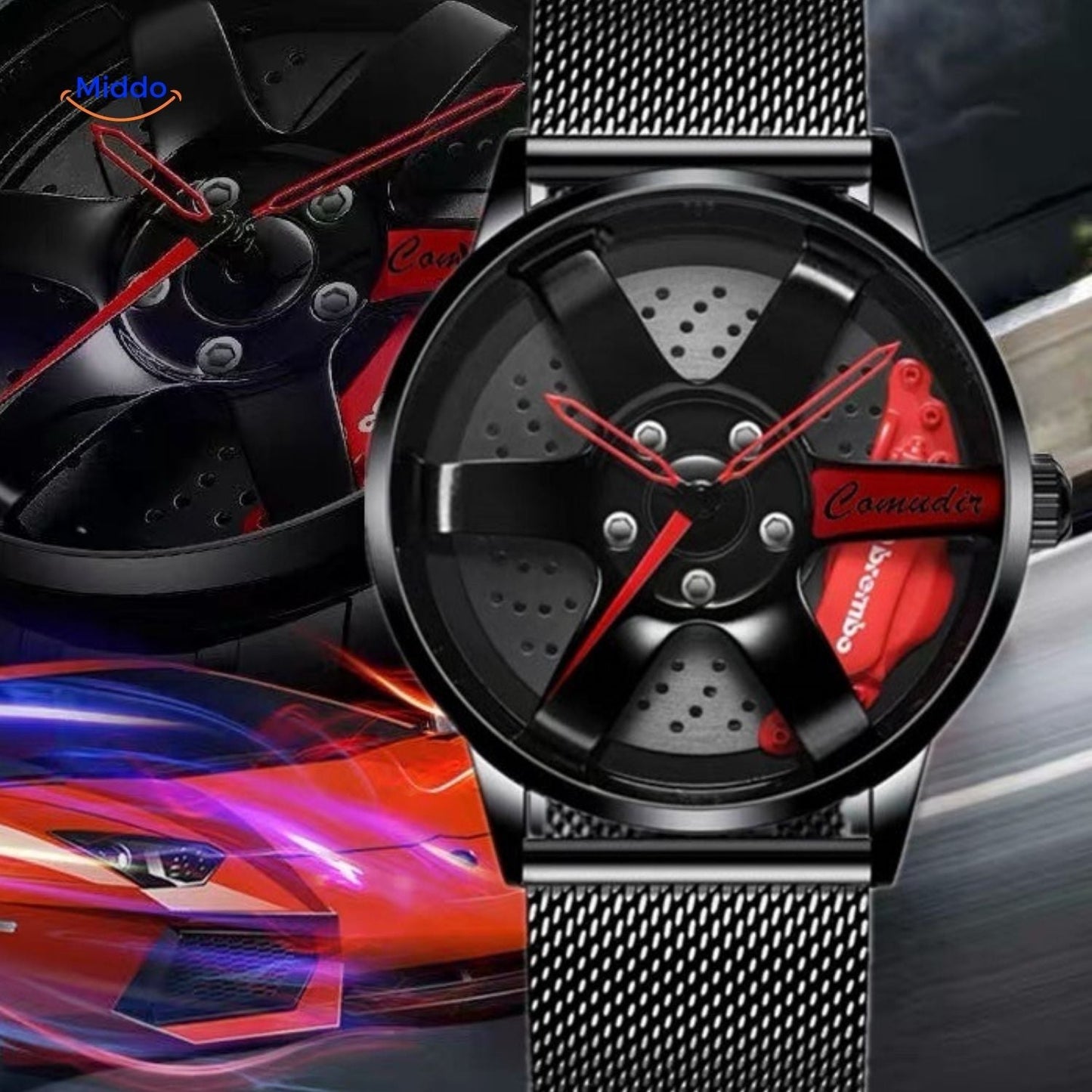 TurboGear Automatisch Horloge sportief ontwerp met gele accenten www.middo.nl