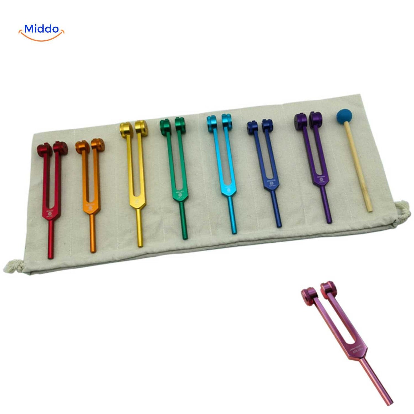 VibeClean Genezing Stemmingsvork Set met verschillende geluiden en kleur vorken www.middo.nl
