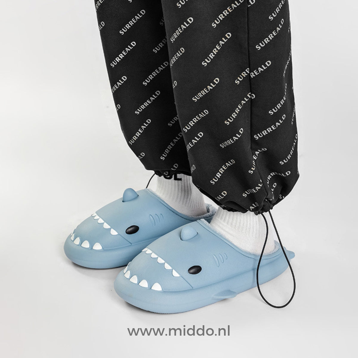 WintersSharkies blauwe sloffen met antislipzool