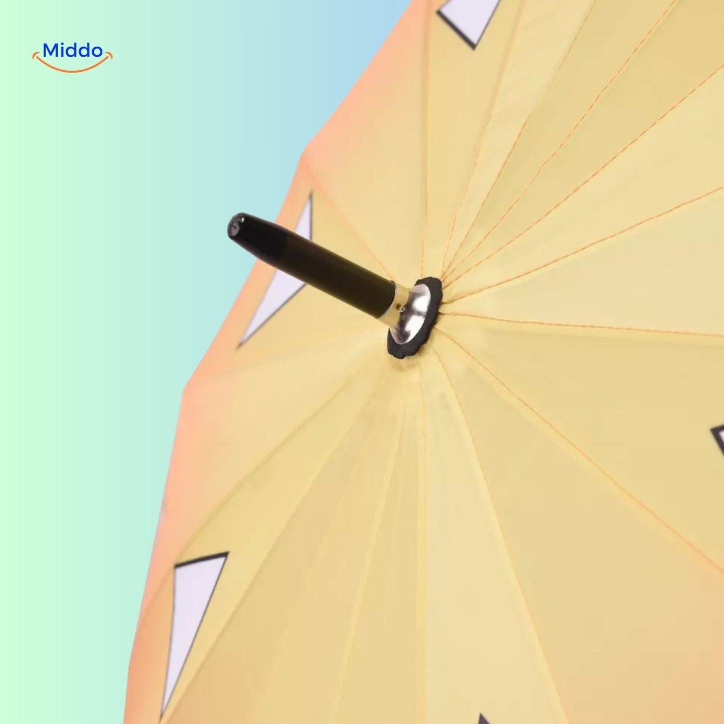 ZenBrella animeparaplu gele paraplu detail van bovenzijde middo.nl