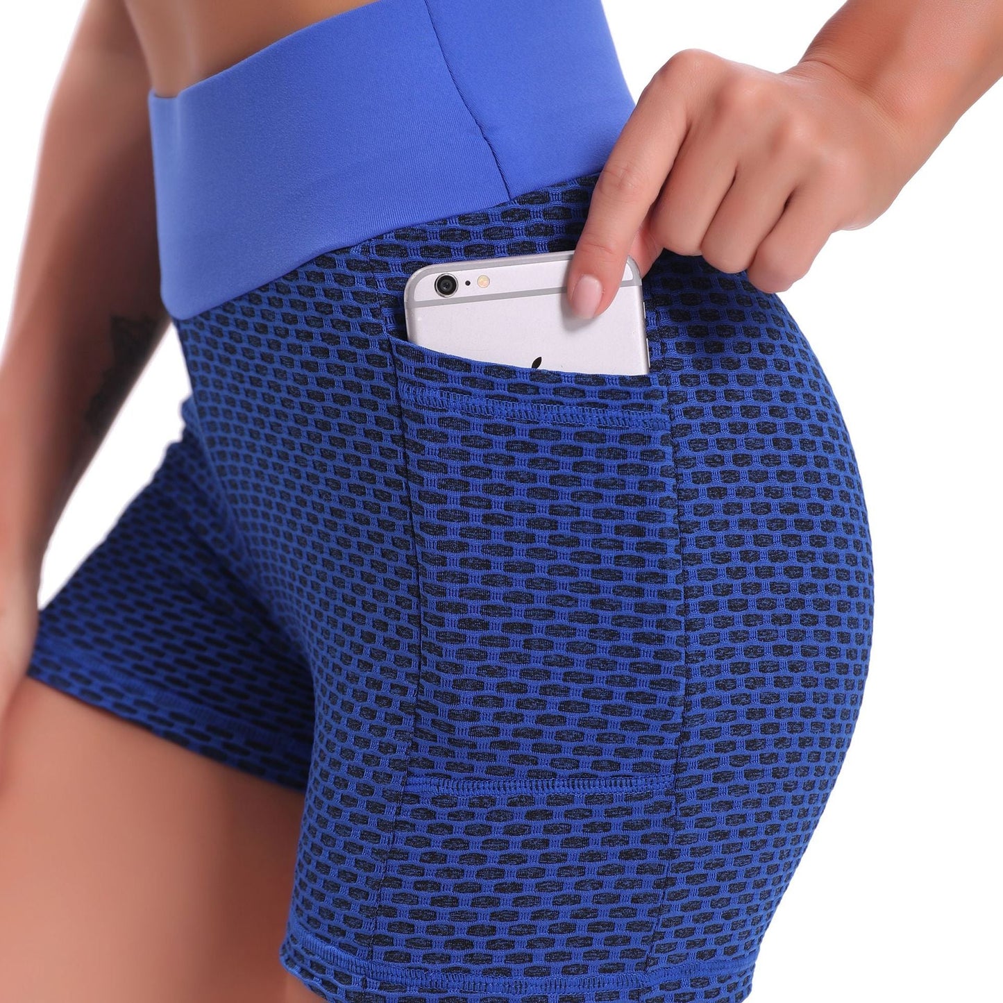 FlexFit™ | Ademend Hoge Taille Jacquard Yoga Shorts voor Dames, Liftend & Comfortabel