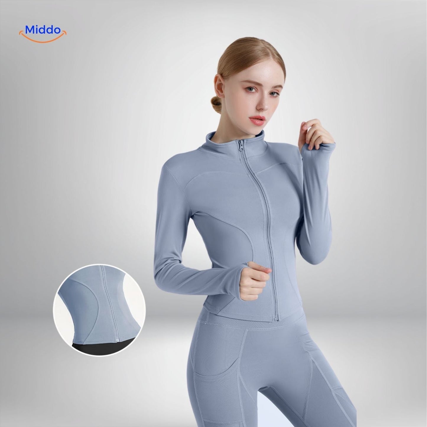 flexifit pro yoga jas blauw comfortabele pasvorm www.middo.nl