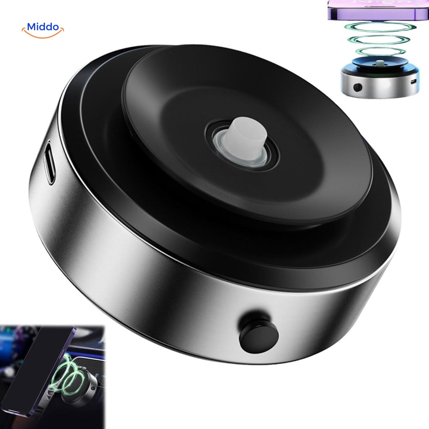 Magnamount™ Draagbare 360° Autohouder Zilver