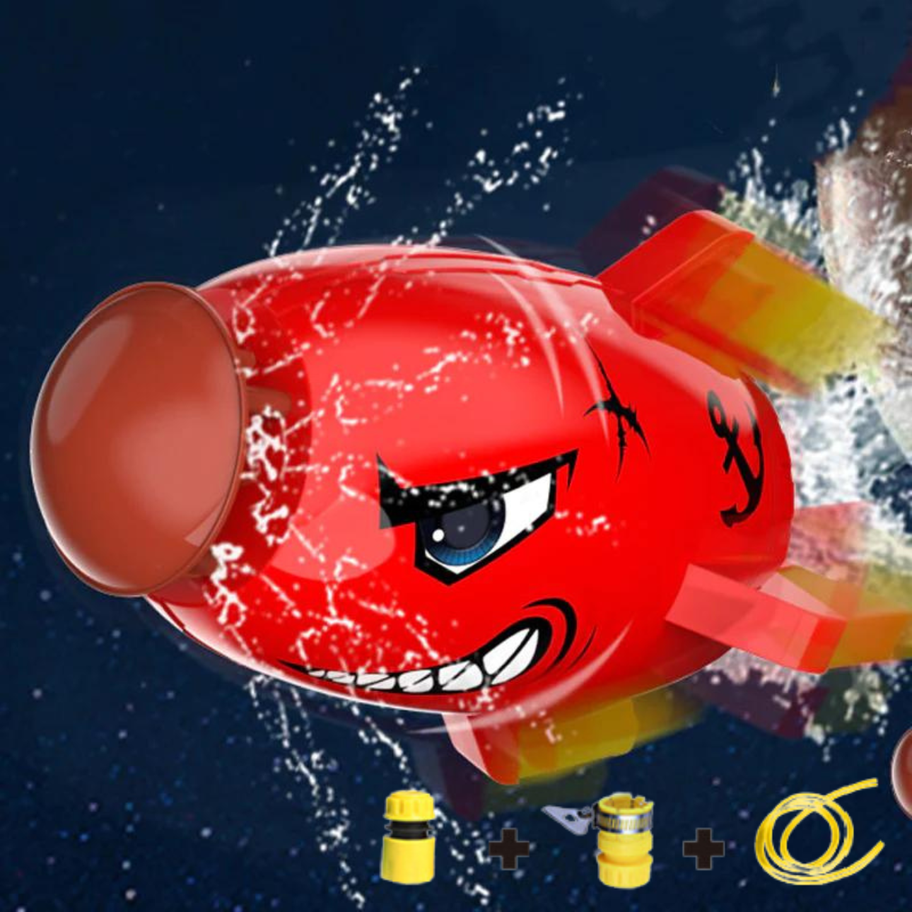 Rode SplashRocket schiet waterstralen in de luch