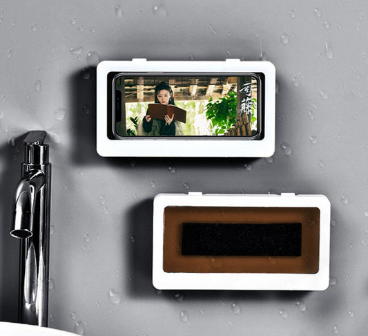 Waterdichte telefoonhouder met een gemonteerde telefoon