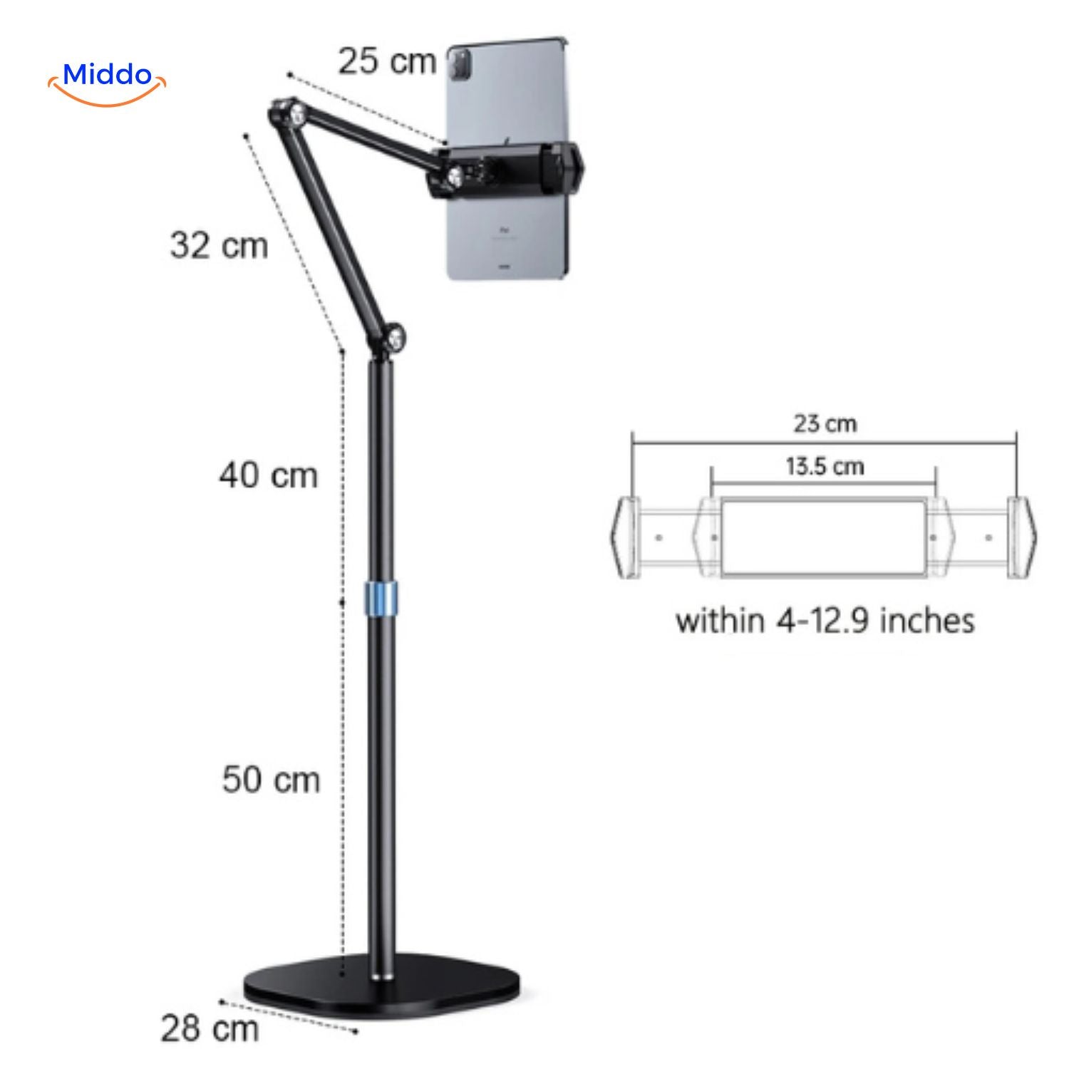 verstelbare standaard met tabletbevestiging
