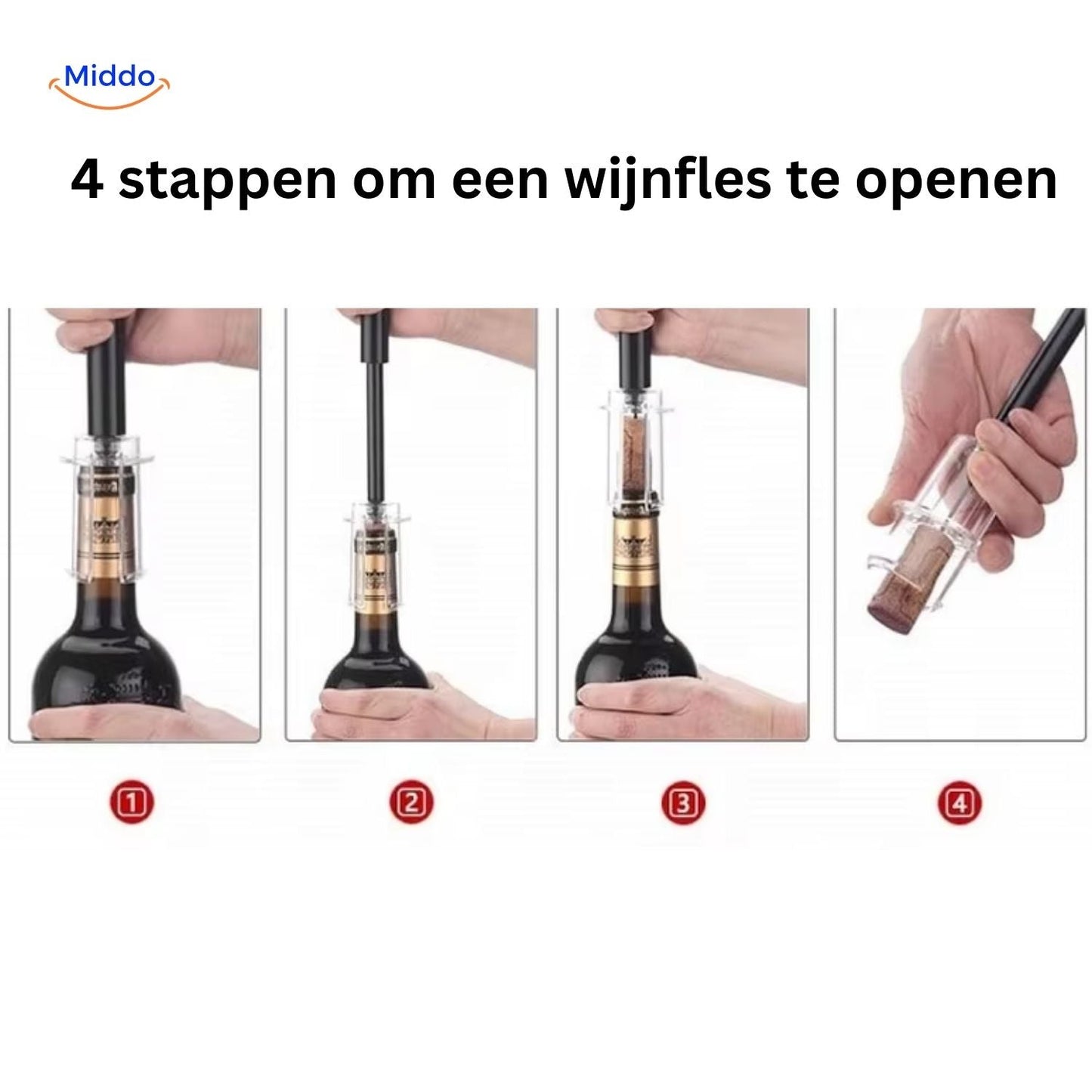 wineease compacte wijnopener met afmetingen en design details