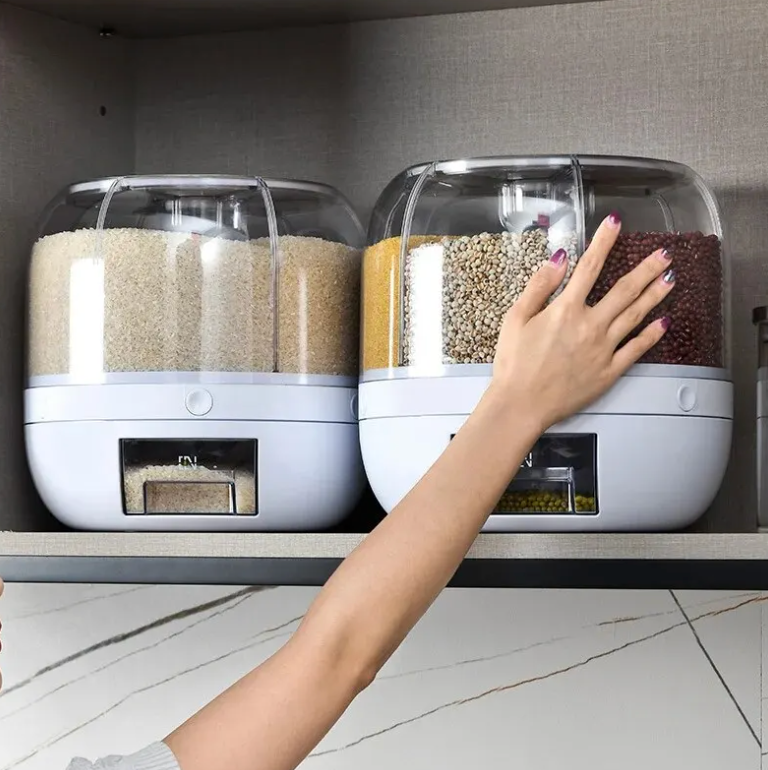 360°-roterende-graandispenser-een-met-rijst-een-met-meerdere-granen-en-bonen-www.middo.nl