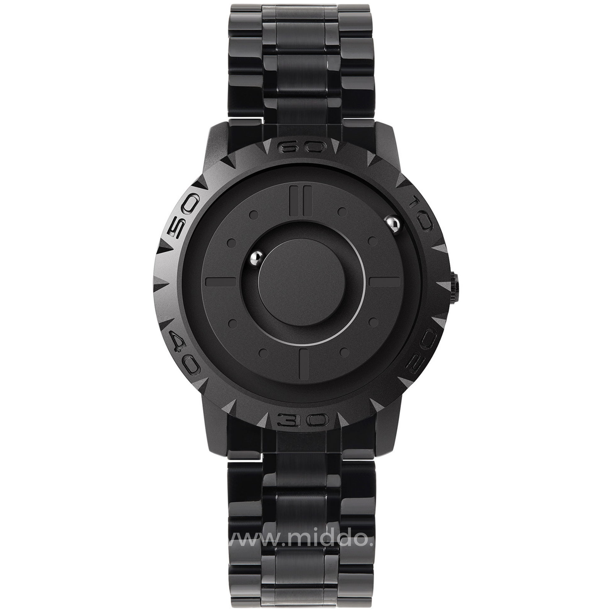 Zwarte Magnetique horloge met metalen band