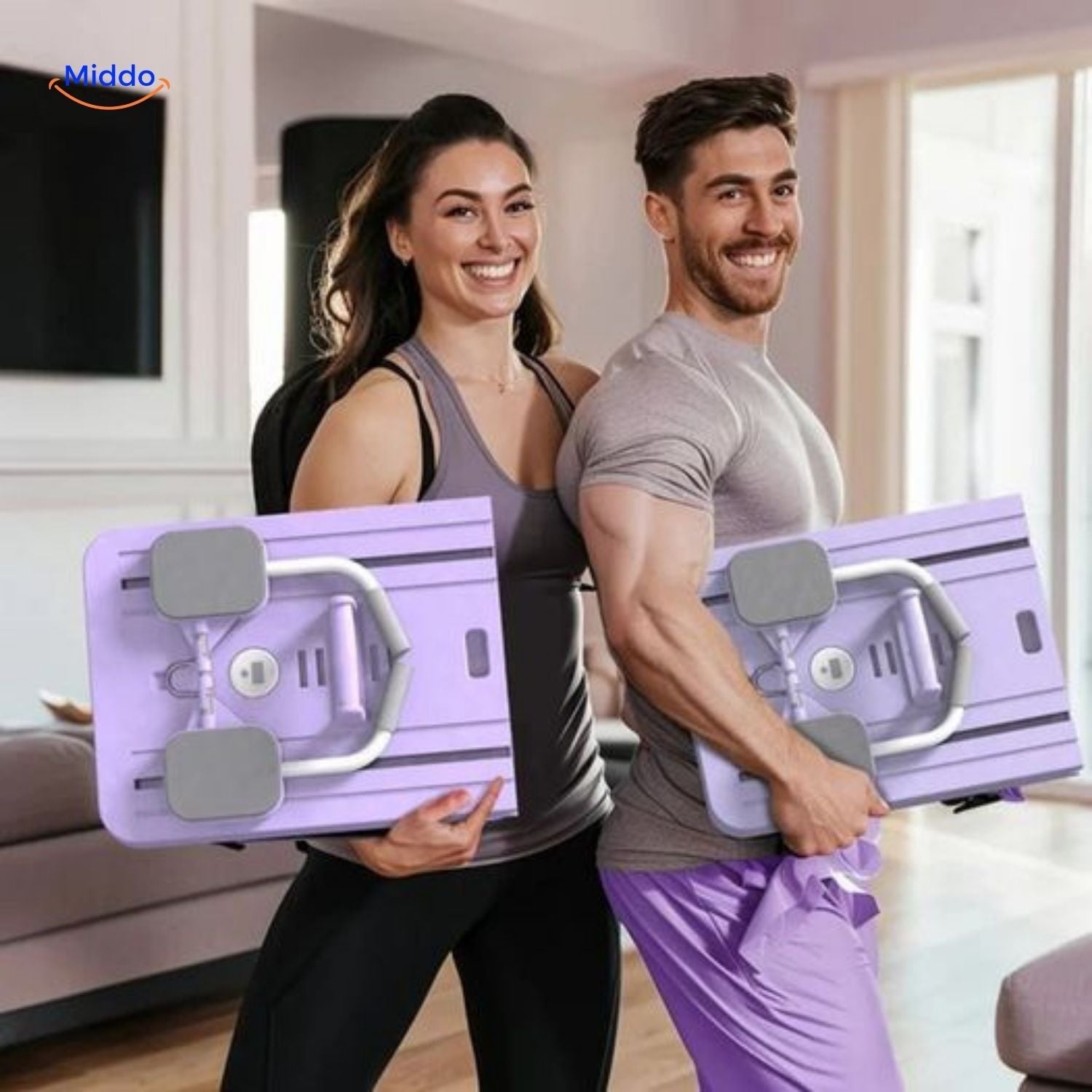 CoreFlex Fitnessbord tweedeel met handvatten en verstelbare banden www.middo.nl