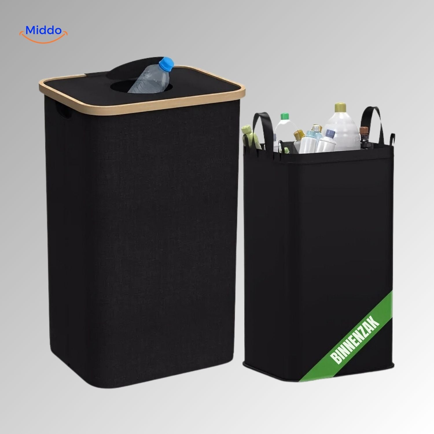 EcoBin Keukenorganizer met plastic inzet voor gemakkelijke recycling www.middo.nl