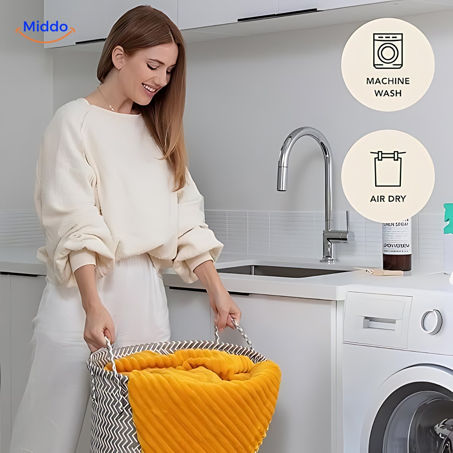 Fluwelen Fleece Kleed van Middo is Machine wasbaar.