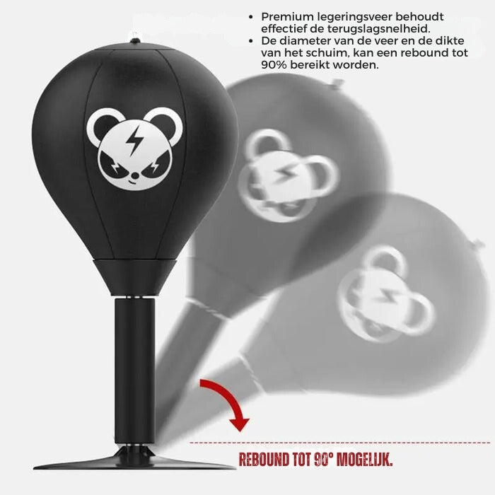 Zwarte boksbal met veer en rebound uitleg