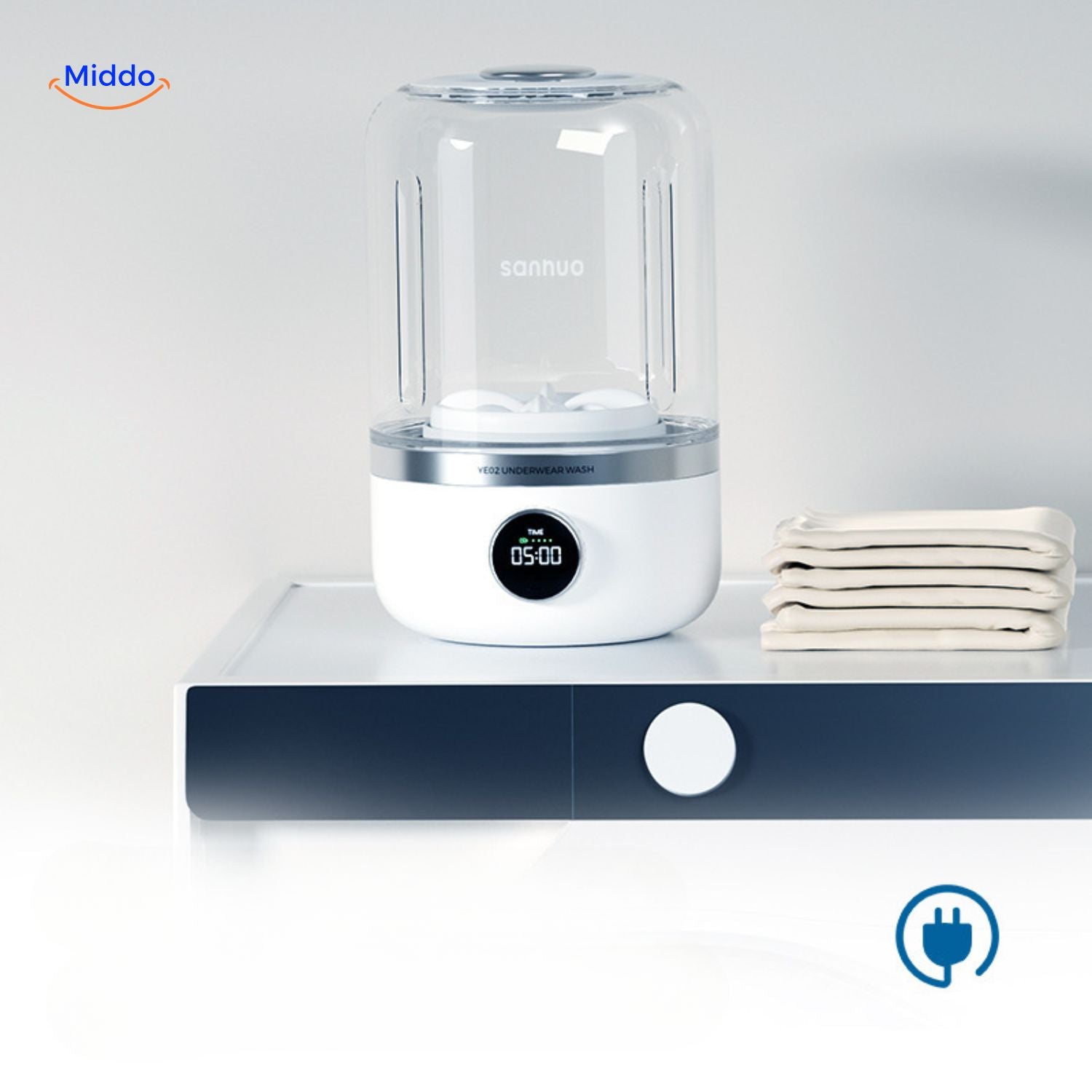 MiniWash Pro ondergoed wasapparaat met lange batterijduur www.middo.nl