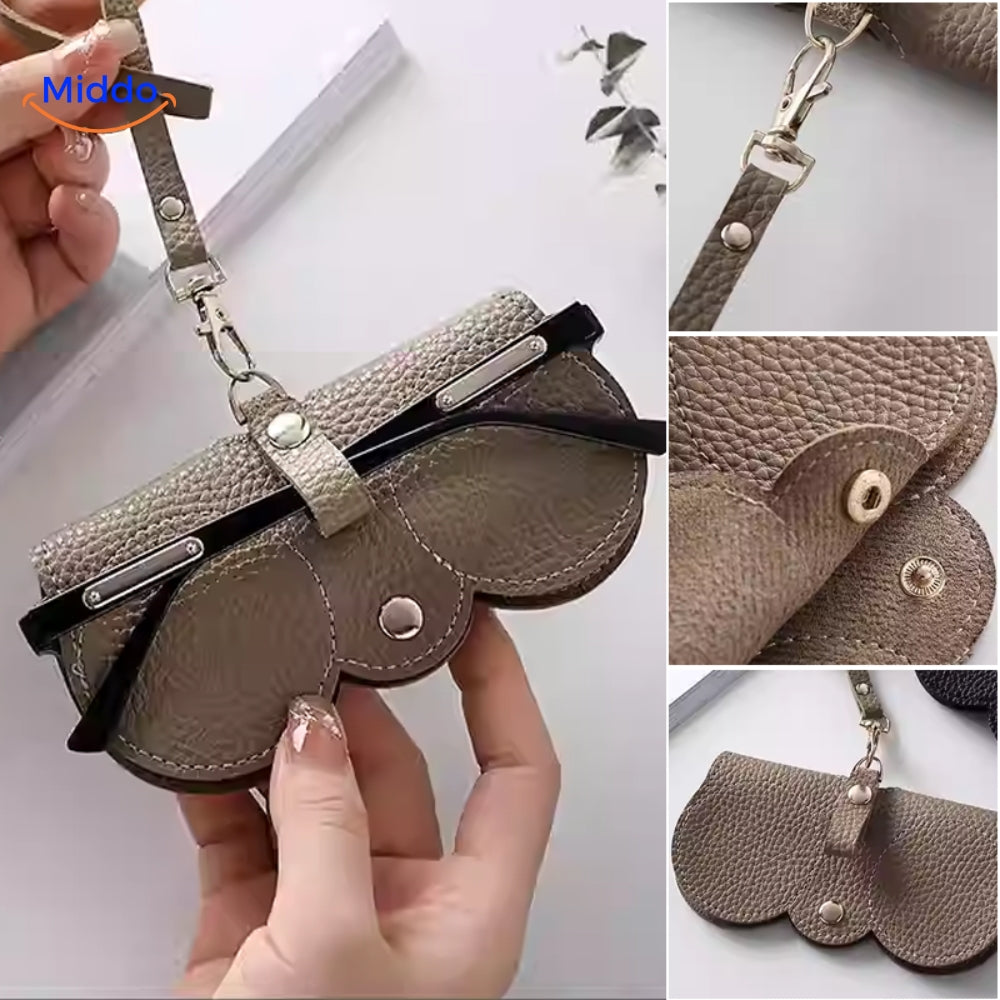 meerdere voorbeelden in 1 foto van de beige brillenhoes