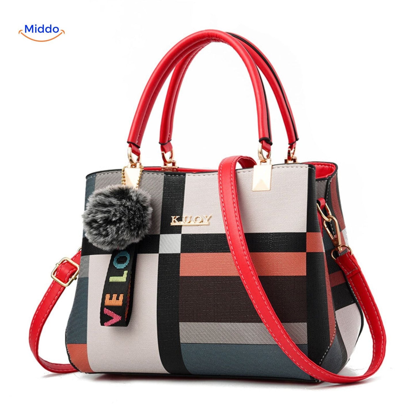 VivaLuxe Tote met pompon kleurrijk gebloemd design www.middo.nl