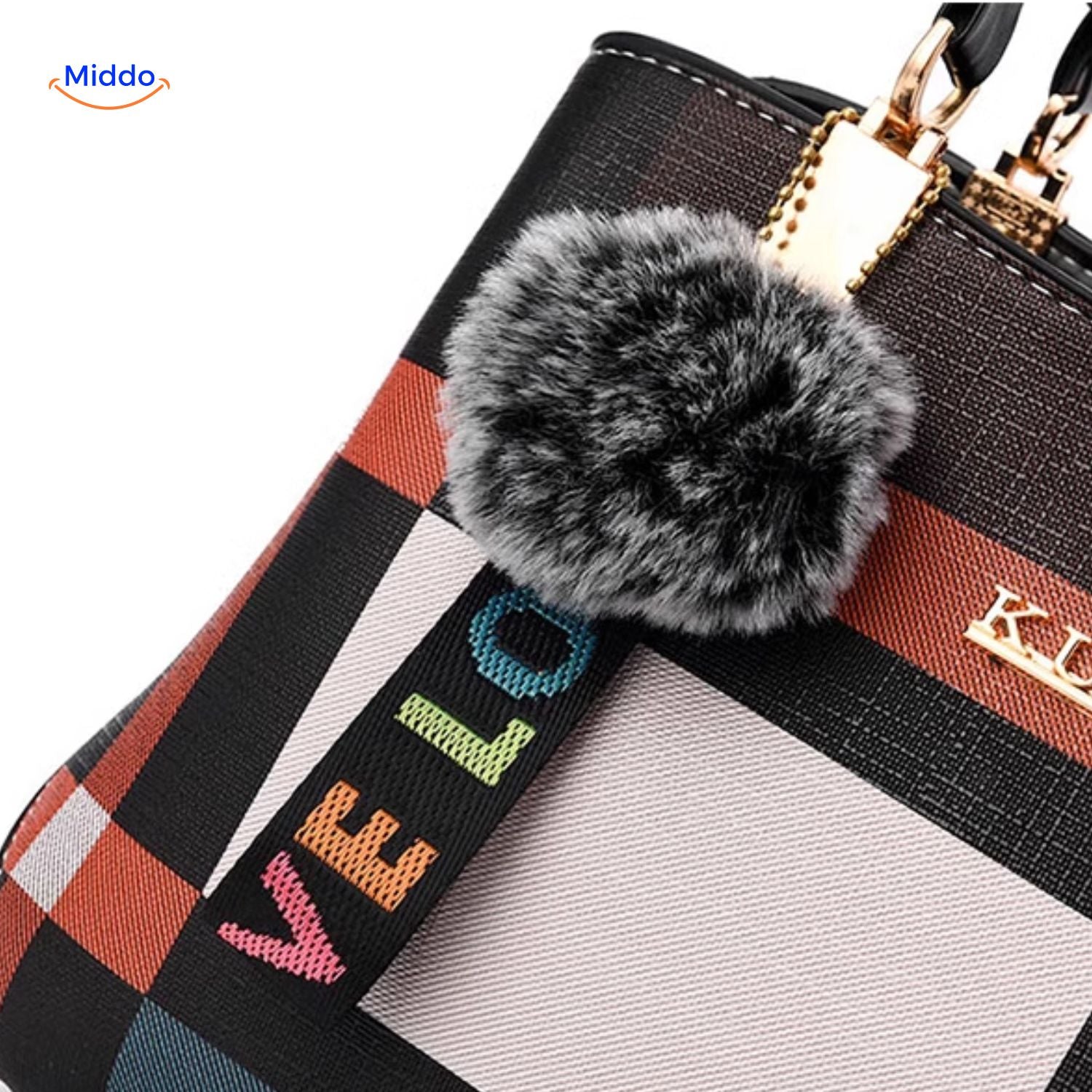 VivaLuxe Tote pompon gedetailleerde tas ontwerp met strepen www.middo.nl