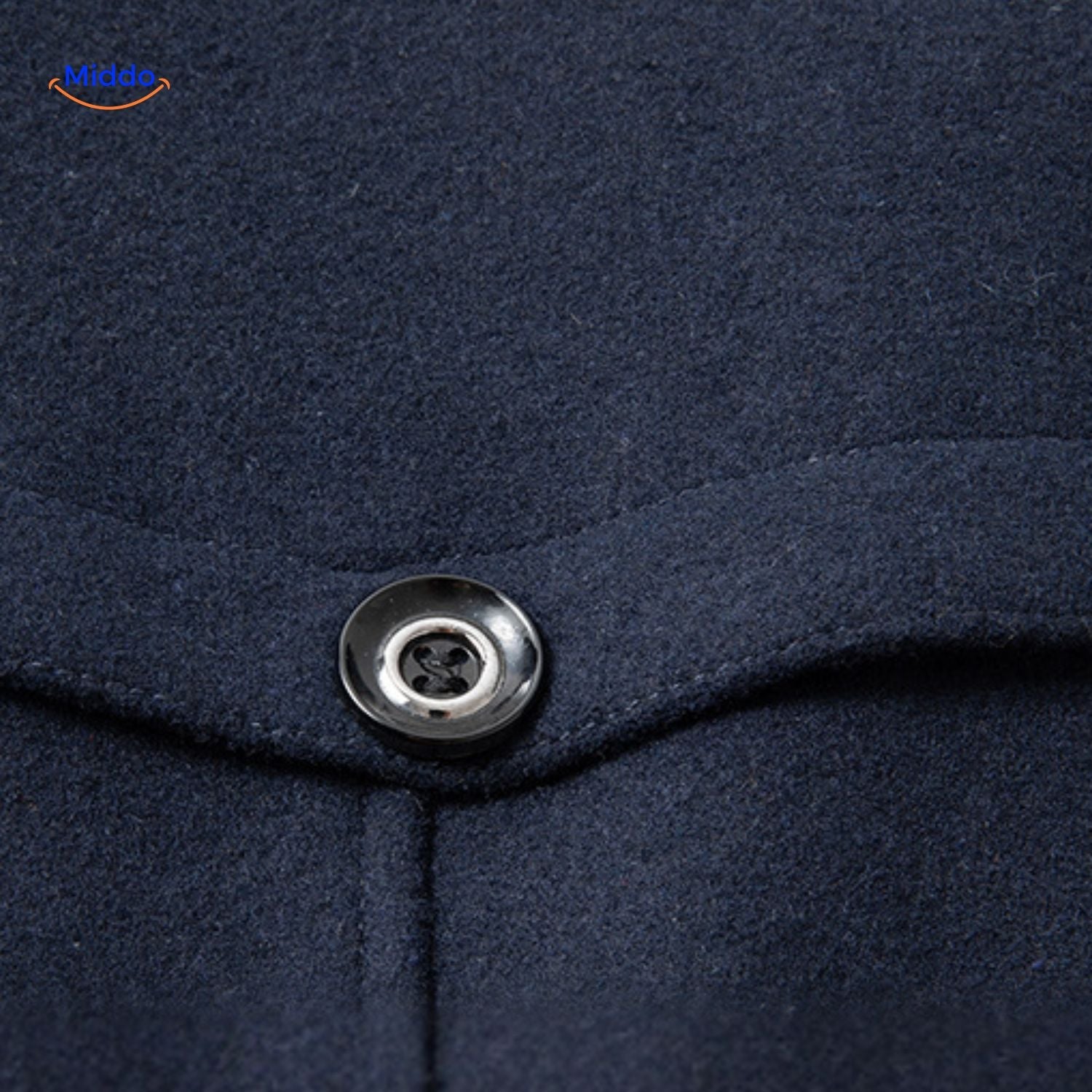 WoolGuard Dubbele Kraag Knoopdetail Donkerblauwe Jas Updated