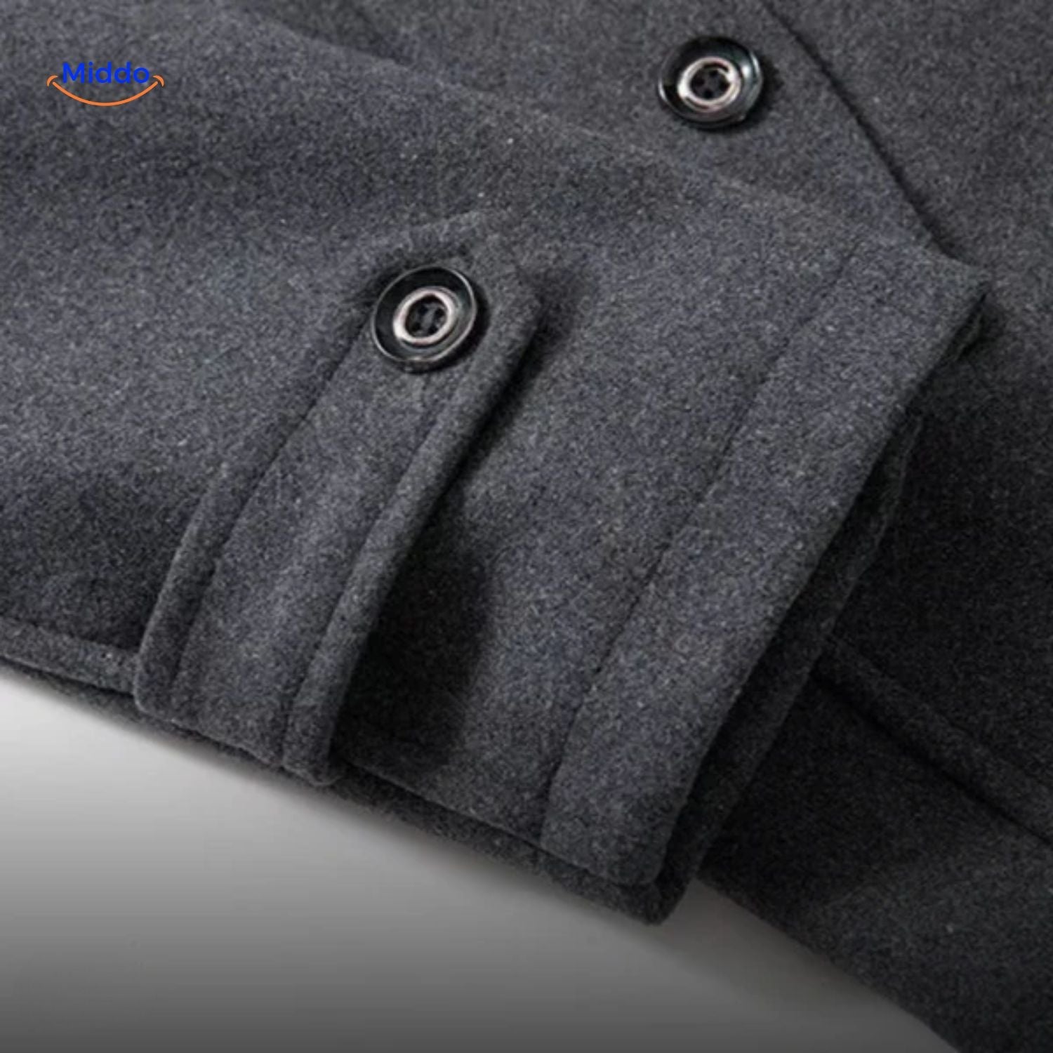 WoolGuard Dubbele Kraag Mouwdetail Grijze Jas