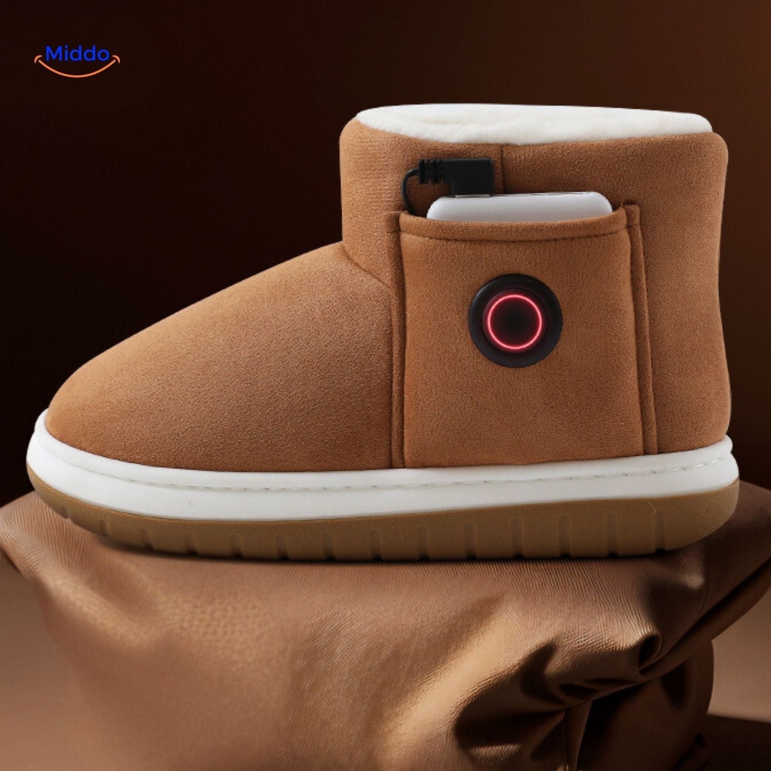cozyflex bruine winter schoenen met batterijvak www.middo.nl