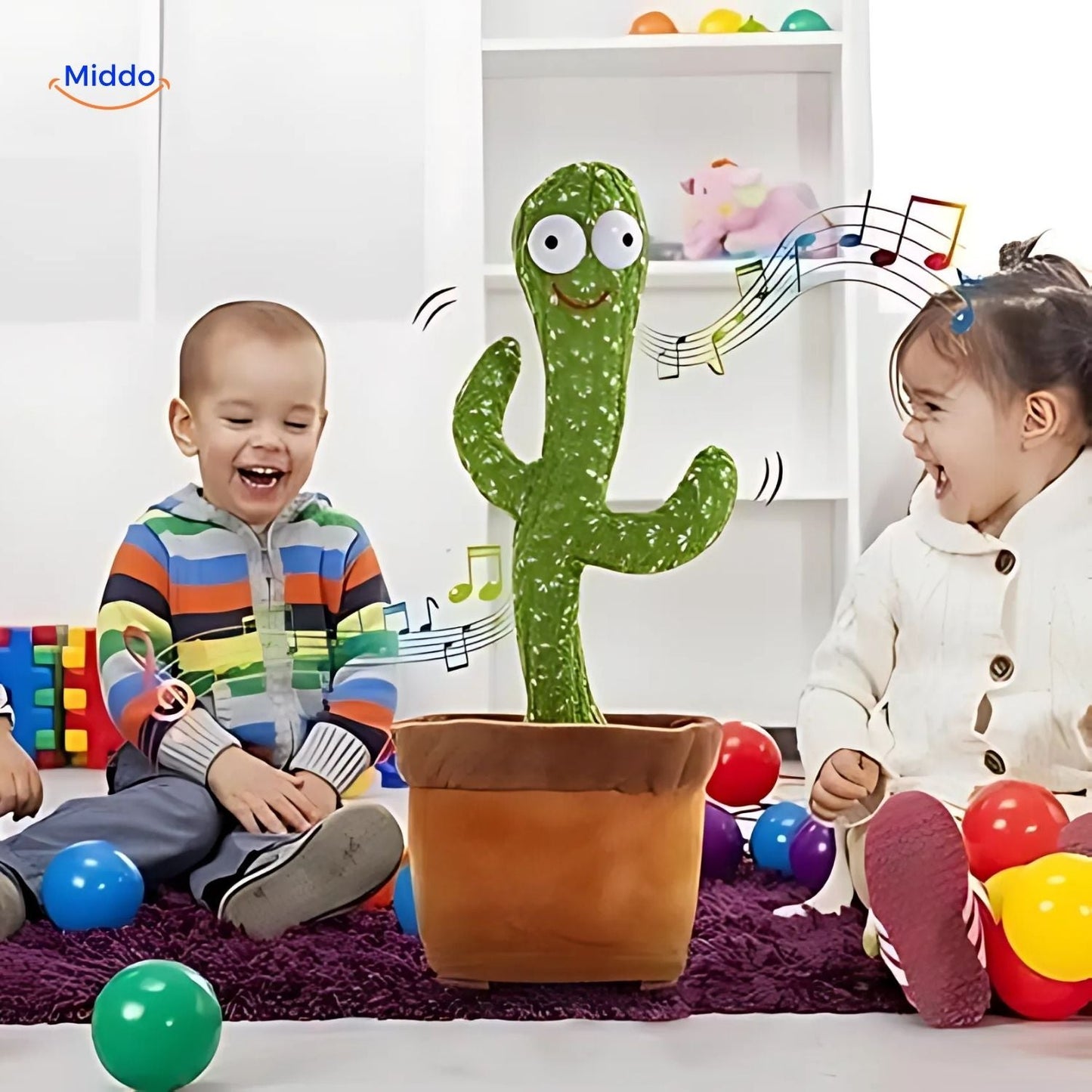 dansende cactus met geluiden kinderen lachen samen www.middo.nl