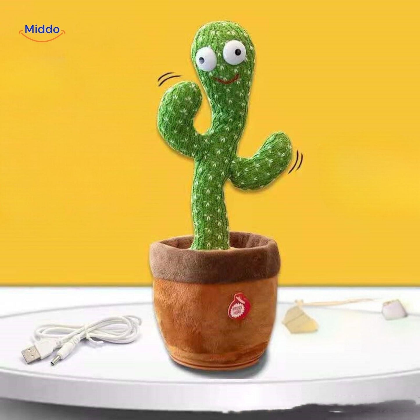 dansende cactus met lichtjes en usb kabel www.middo.nl