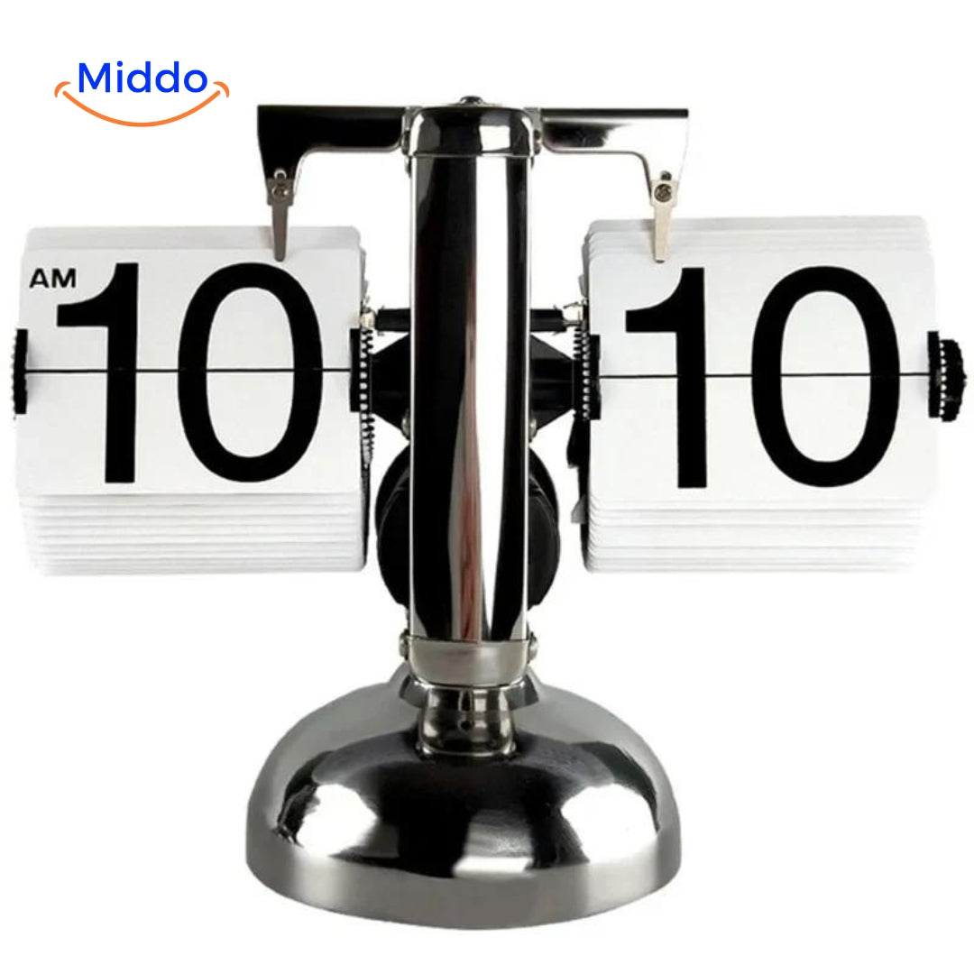 Elegante Retro Flip Vintage Klok Met Kwarts Uurwerk Enkele Witte Kleur www.middo.nl