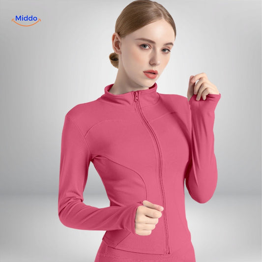 flexifit pro yoga jas roze klassieke stijl www.middo.nl