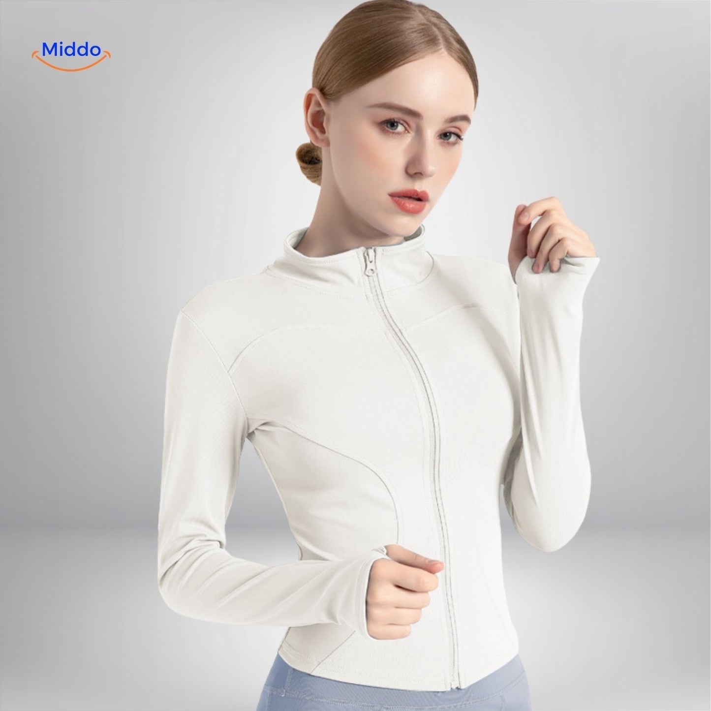 flexifit pro yoga jas wit verfijnde afwerking www.middo.nl