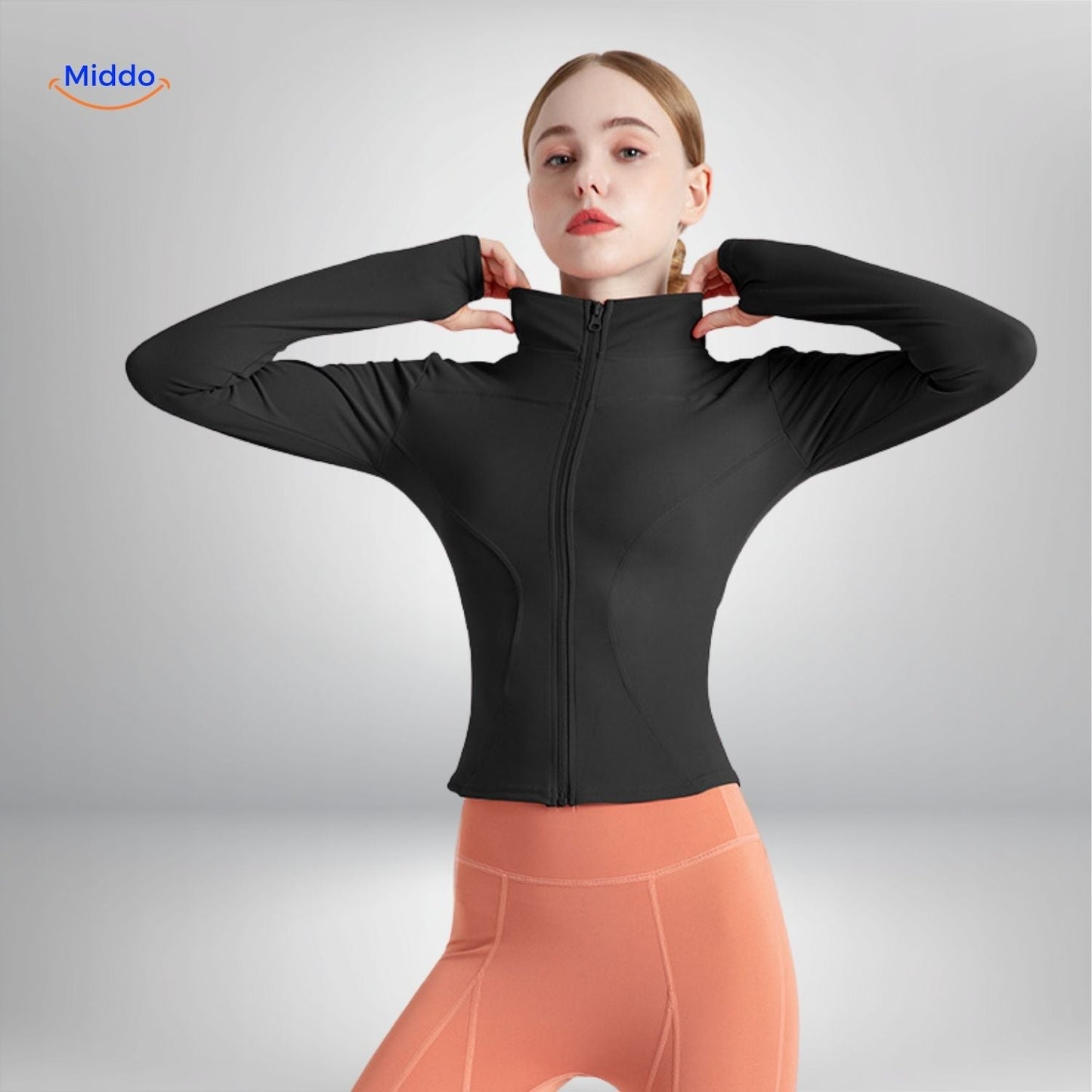 flexifit pro yoga jas zwart strakke look www.middo.nl