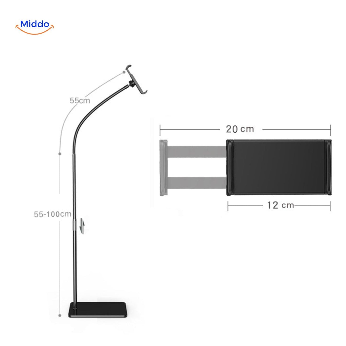 gebogen standaardontwerp voor tablet ondersteuning