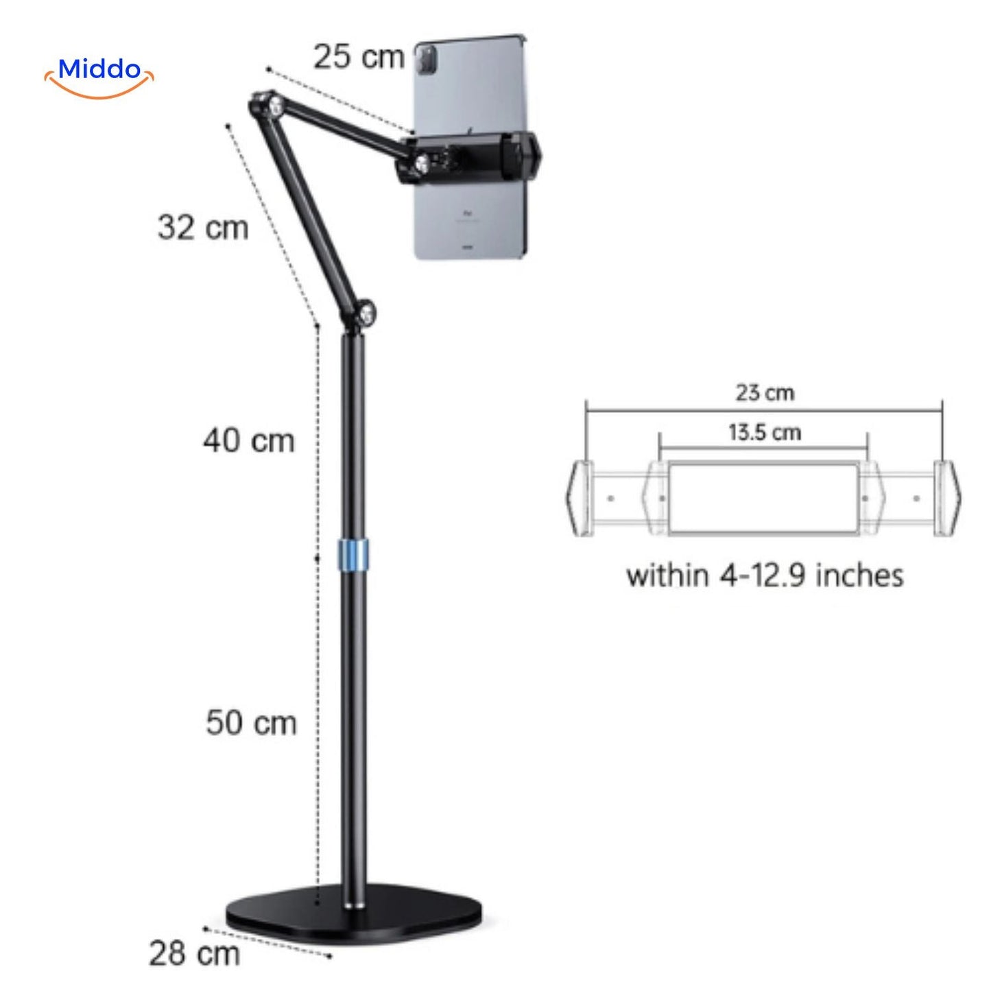 verstelbare standaard met tabletbevestiging